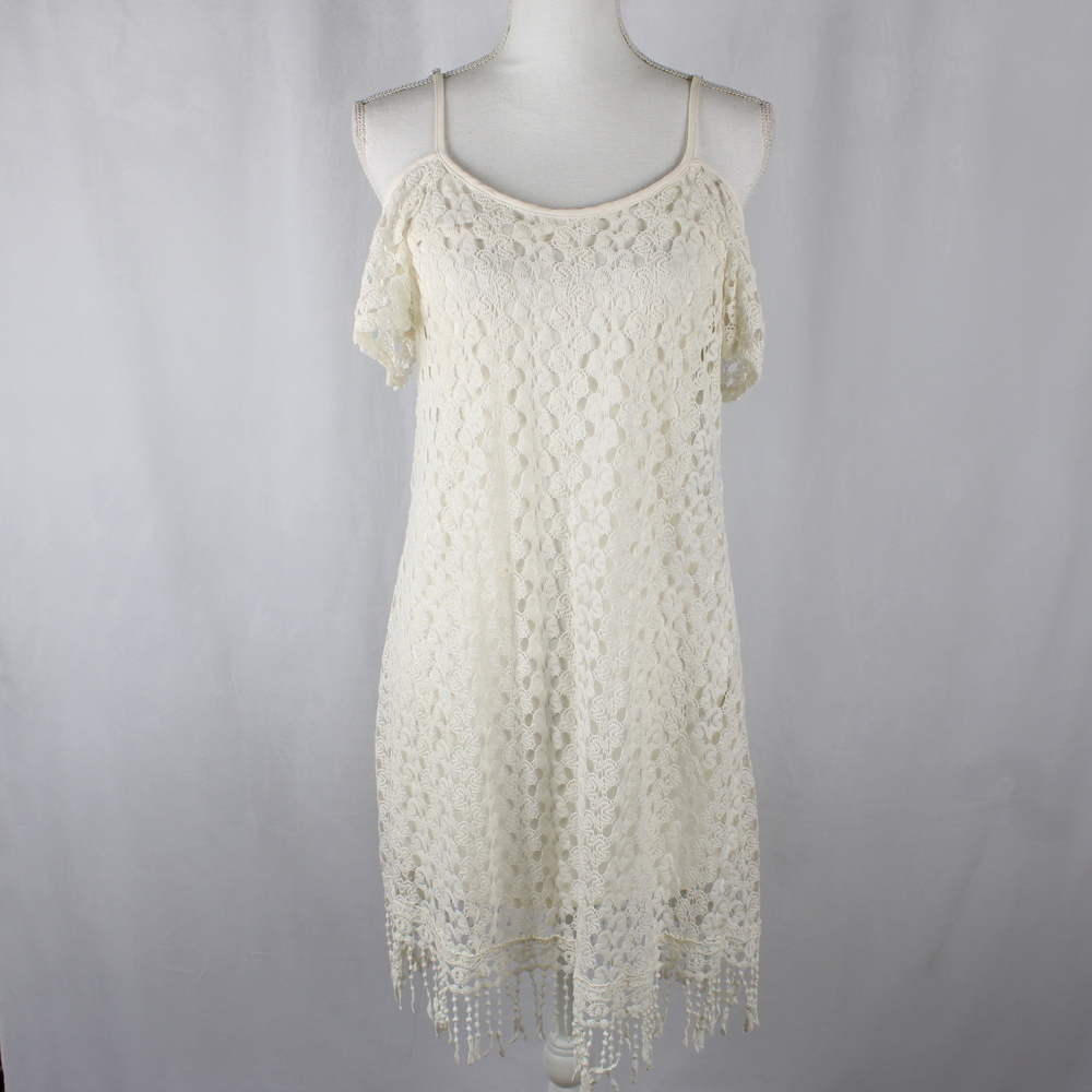 Charming Charlie Shoulder Fringe Tank Top Size Small